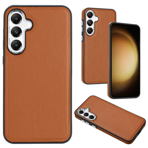 Samsung Galaxy S24 5G Leather Texture Full Coverage Phone Case - Brown